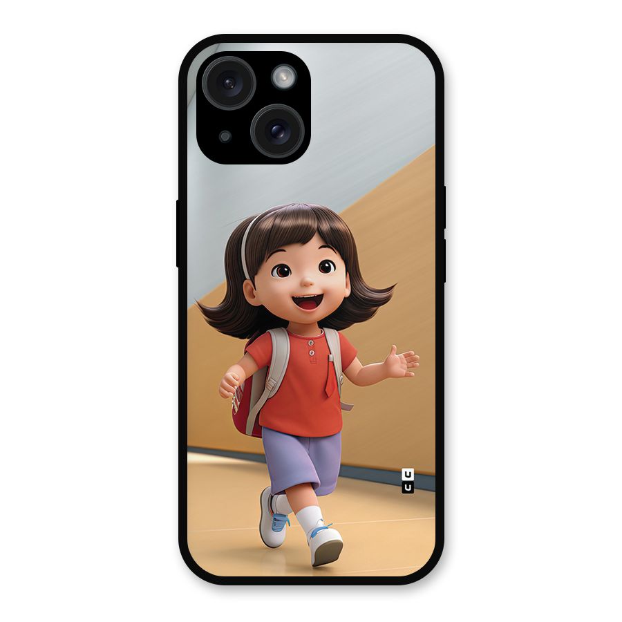 Cute School Girl Metal Back Case for iPhone 15