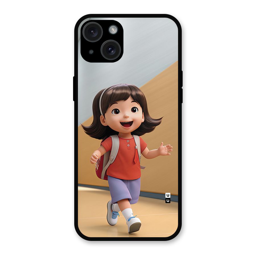 Cute School Girl Metal Back Case for iPhone 15 Plus