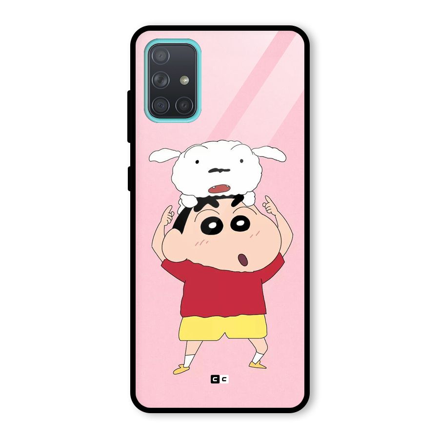 Cute Sheero Glass Back Case for Galaxy A71