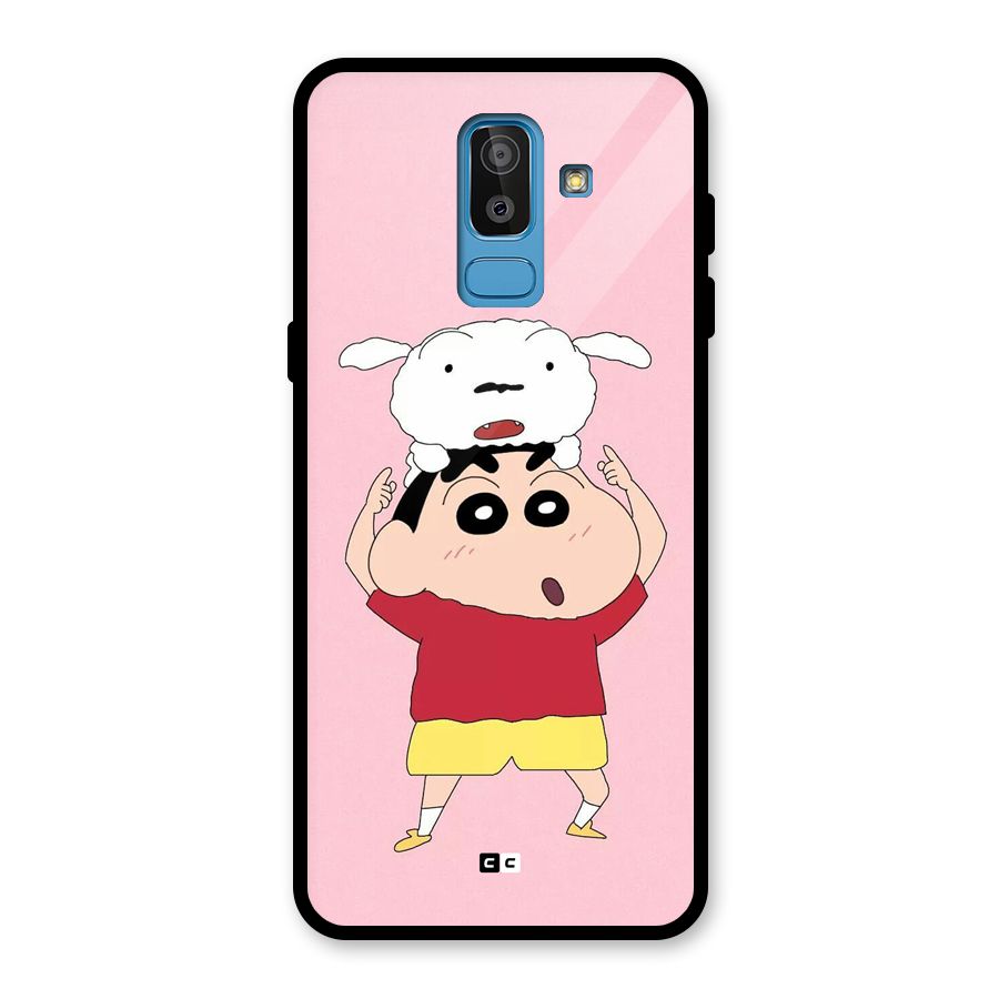 Cute Sheero Glass Back Case for Galaxy J8