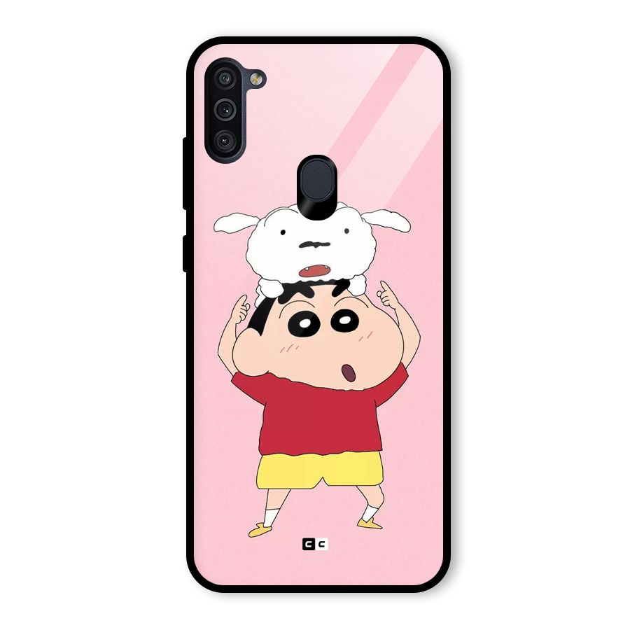 Cute Sheero Glass Back Case for Galaxy M11
