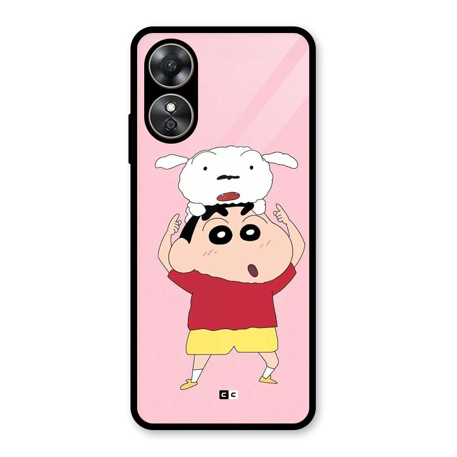 Cute Sheero Glass Back Case for Oppo A17