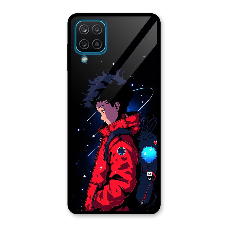 Cute Space Boy Glass Back Case for Galaxy A12
