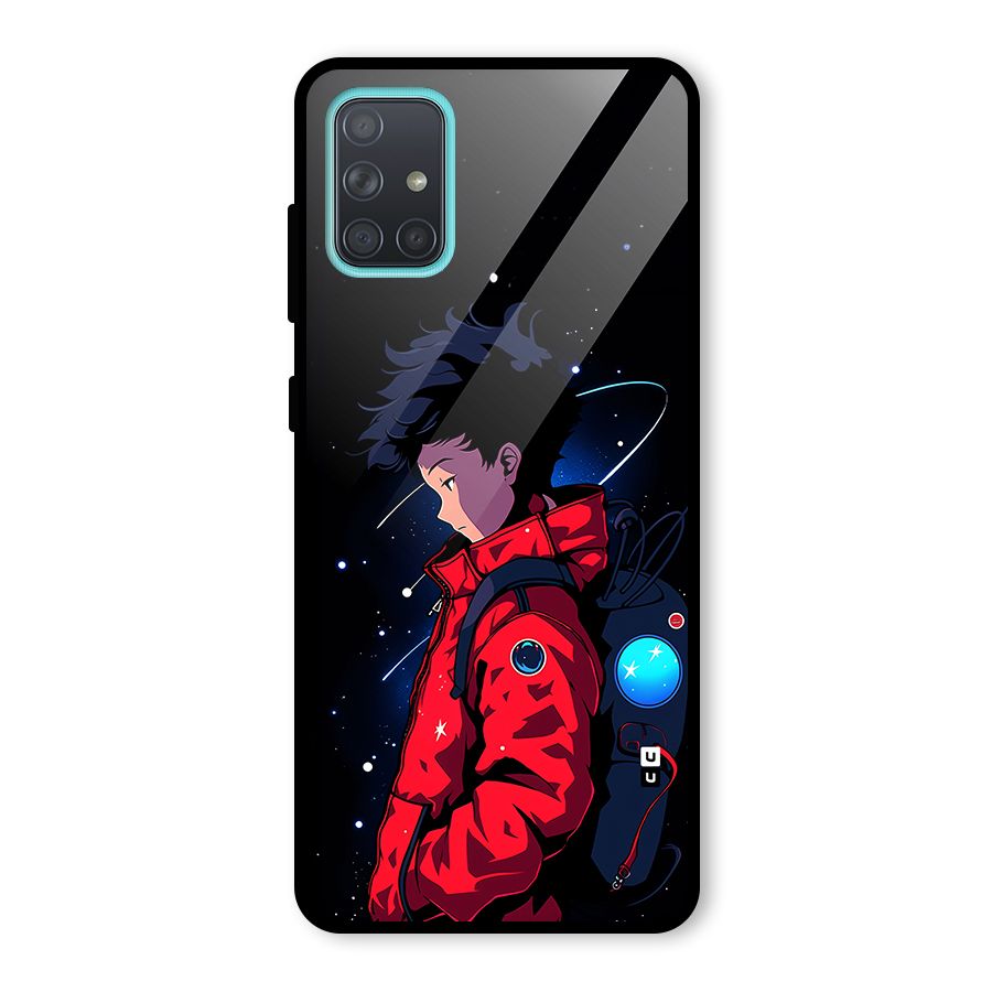 Cute Space Boy Glass Back Case for Galaxy A71