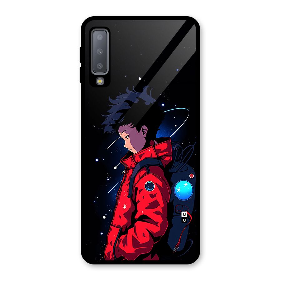 Cute Space Boy Glass Back Case for Galaxy A7 (2018)