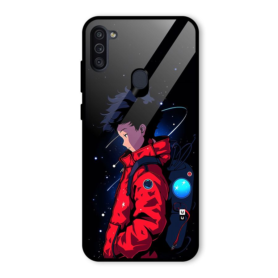 Cute Space Boy Glass Back Case for Galaxy M11