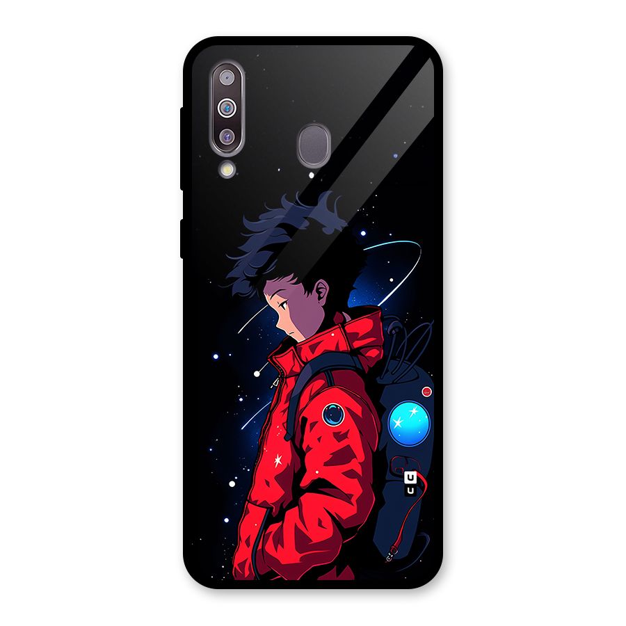 Cute Space Boy Glass Back Case for Galaxy M30