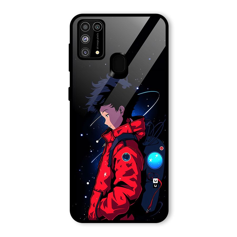 Cute Space Boy Glass Back Case for Galaxy M31
