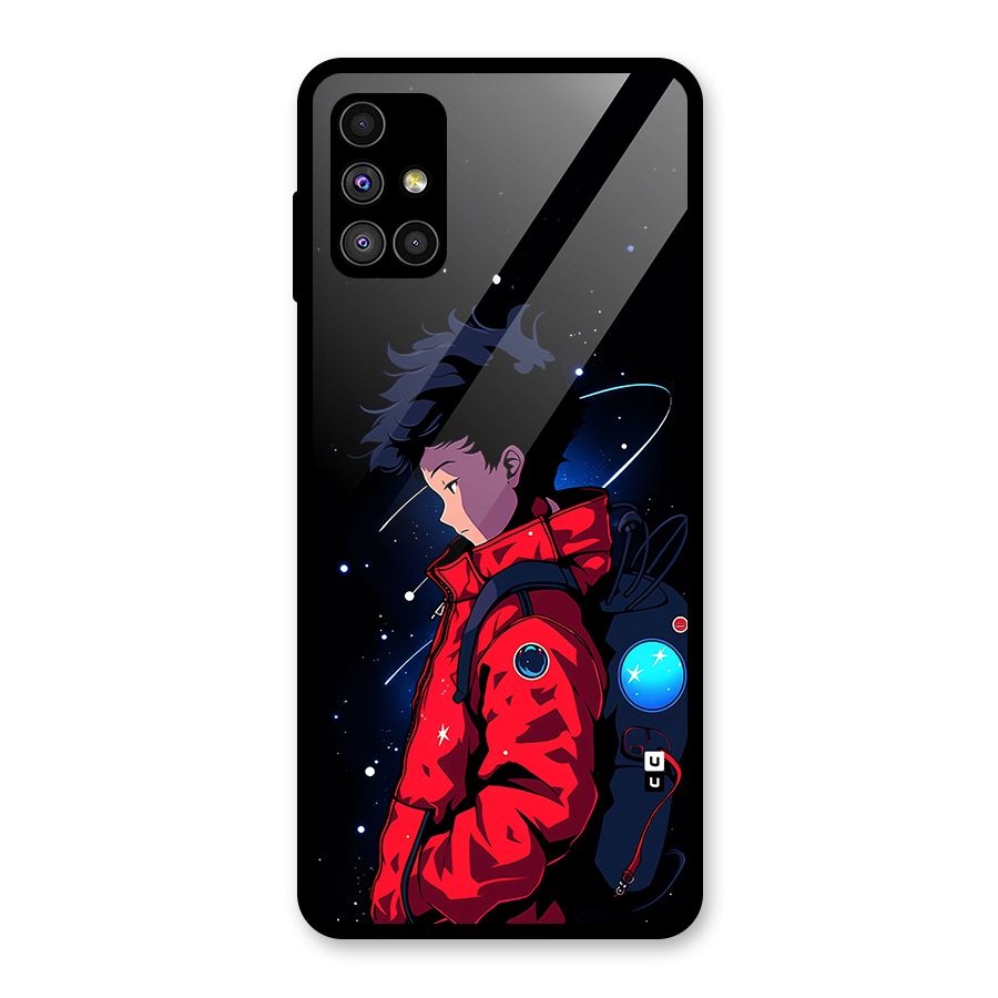 Cute Space Boy Glass Back Case for Galaxy M51