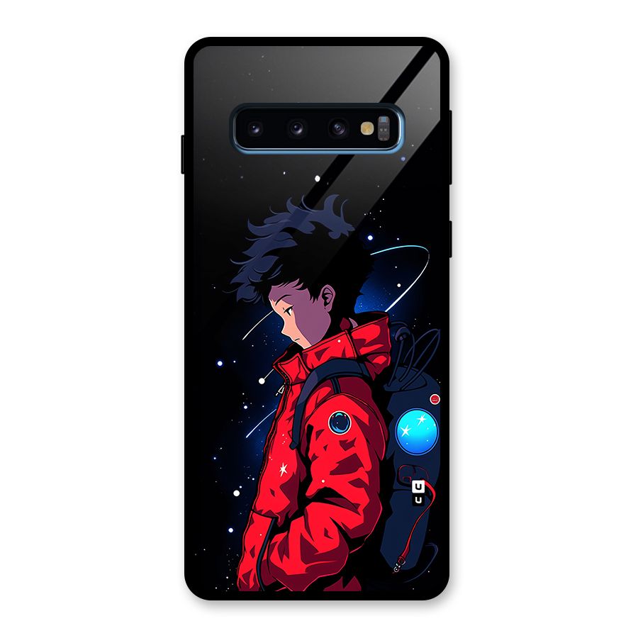 Cute Space Boy Glass Back Case for Galaxy S10