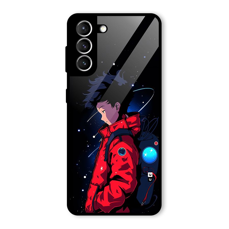 Cute Space Boy Glass Back Case for Galaxy S21 5G