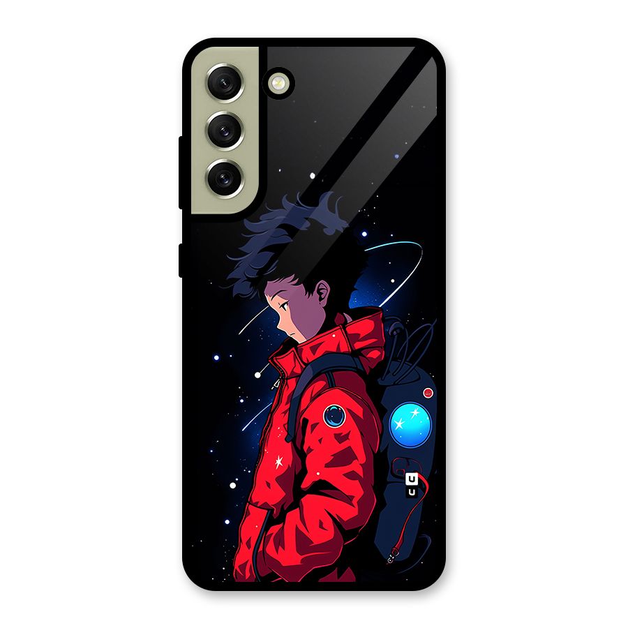 Cute Space Boy Glass Back Case for Galaxy S21 FE 5G