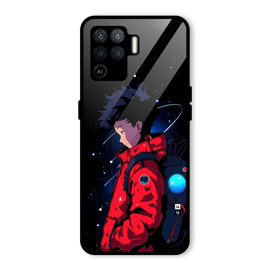 Cute Space Boy Glass Back Case for Oppo F19 Pro