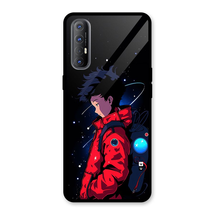 Cute Space Boy Glass Back Case for Oppo Reno3 Pro