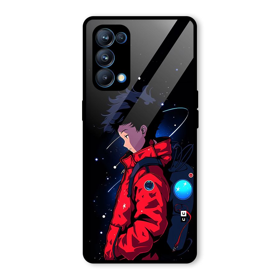 Cute Space Boy Glass Back Case for Oppo Reno5 Pro 5G