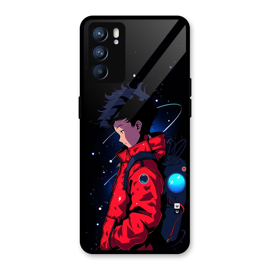 Cute Space Boy Glass Back Case for Oppo Reno6 5G