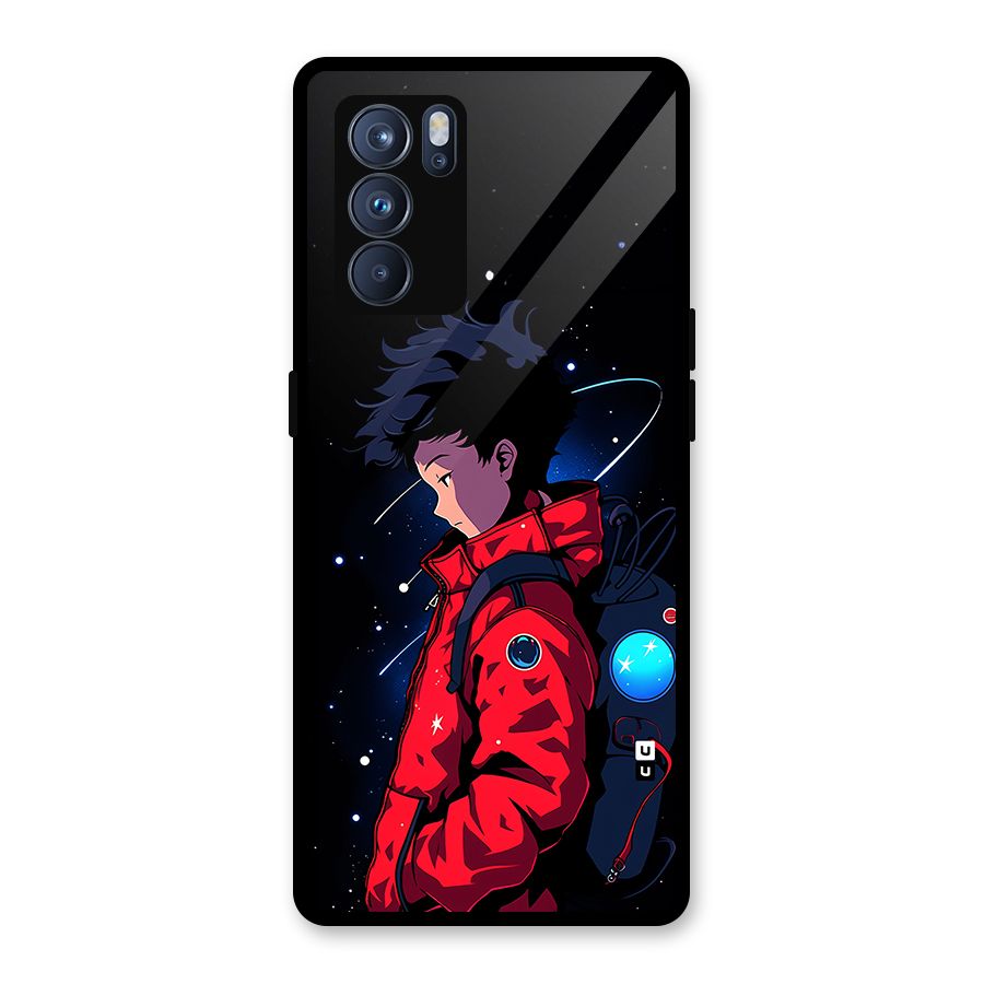 Cute Space Boy Glass Back Case for Oppo Reno6 Pro 5G