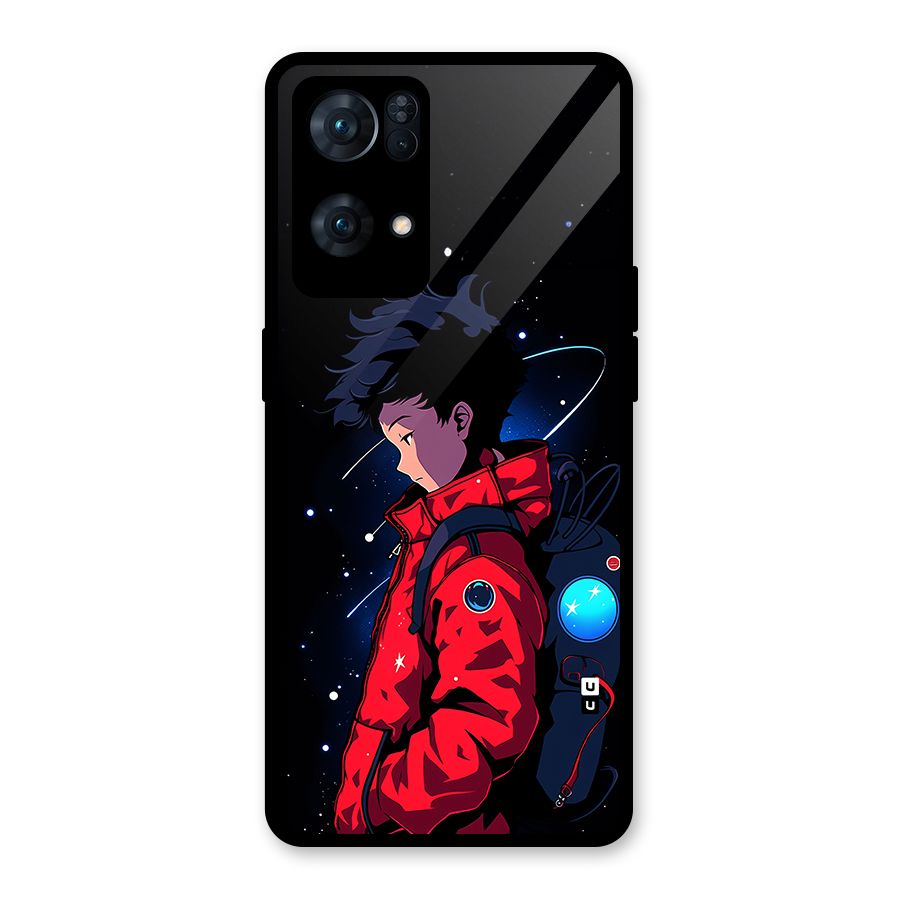 Cute Space Boy Glass Back Case for Oppo Reno7 Pro 5G