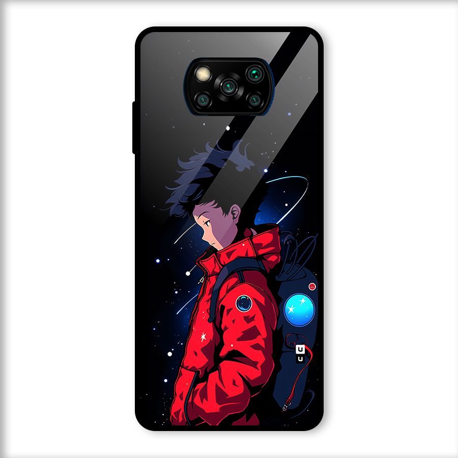 Cute Space Boy Glass Back Case for Poco X3