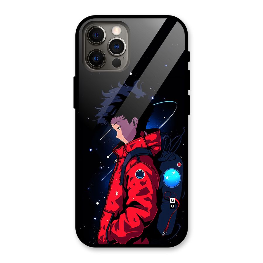 Cute Space Boy Glass Back Case for iPhone 12 Pro
