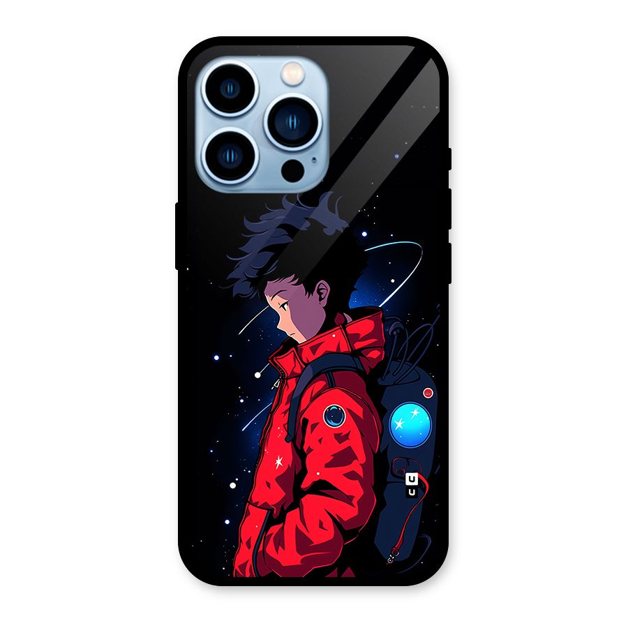 Cute Space Boy Glass Back Case for iPhone 13 Pro