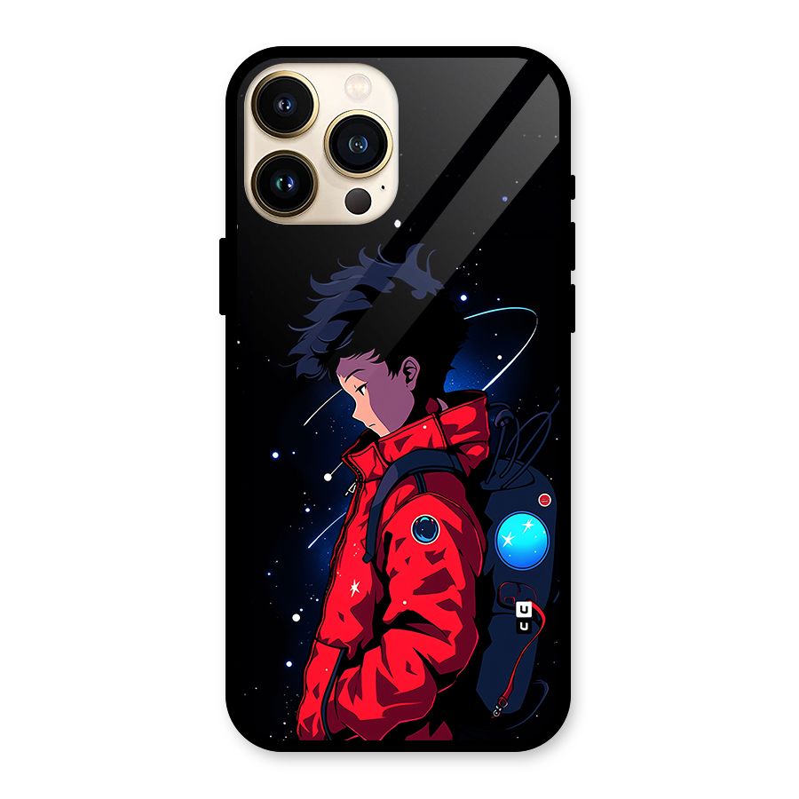 Cute Space Boy Glass Back Case for iPhone 13 Pro Max