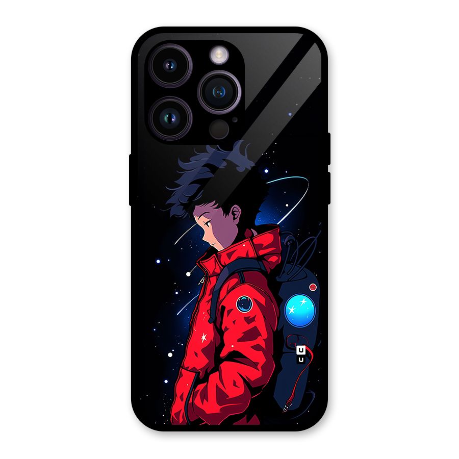 Cute Space Boy Glass Back Case for iPhone 14 Pro