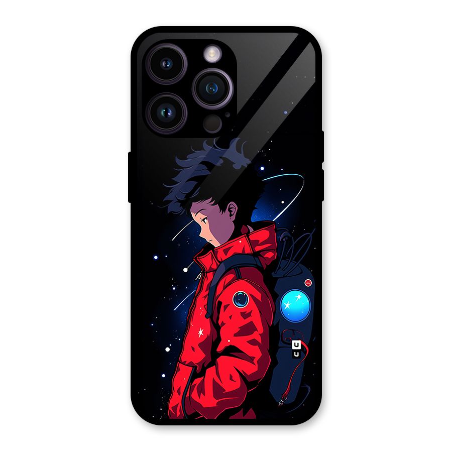 Cute Space Boy Glass Back Case for iPhone 14 Pro Max