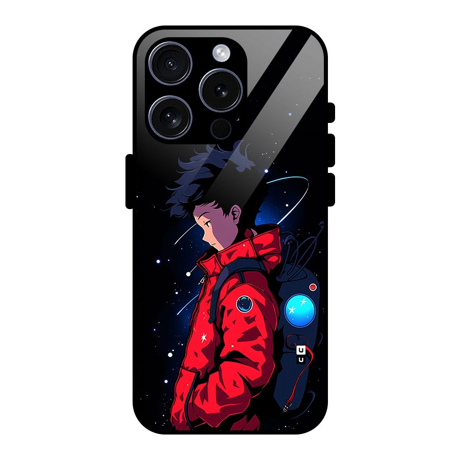 Cute Space Boy Glass Back Case for iPhone 15 Pro