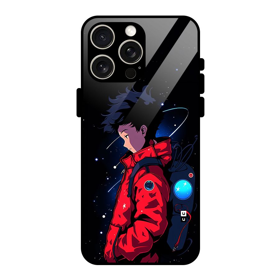 Cute Space Boy Glass Back Case for iPhone 15 Pro Max