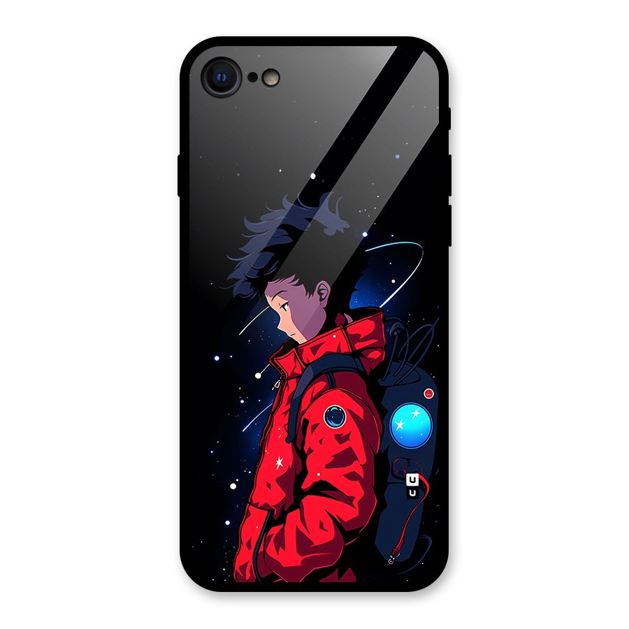 Cute Space Boy Glass Back Case for iPhone 7