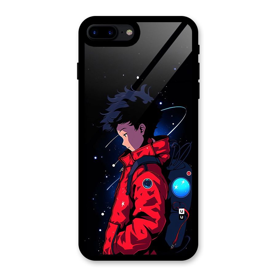 Cute Space Boy Glass Back Case for iPhone 8 Plus