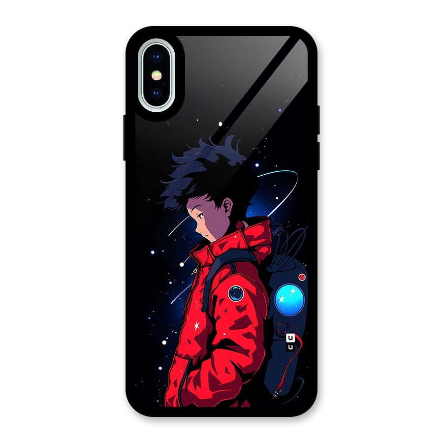 Cute Space Boy Glass Back Case for iPhone XS