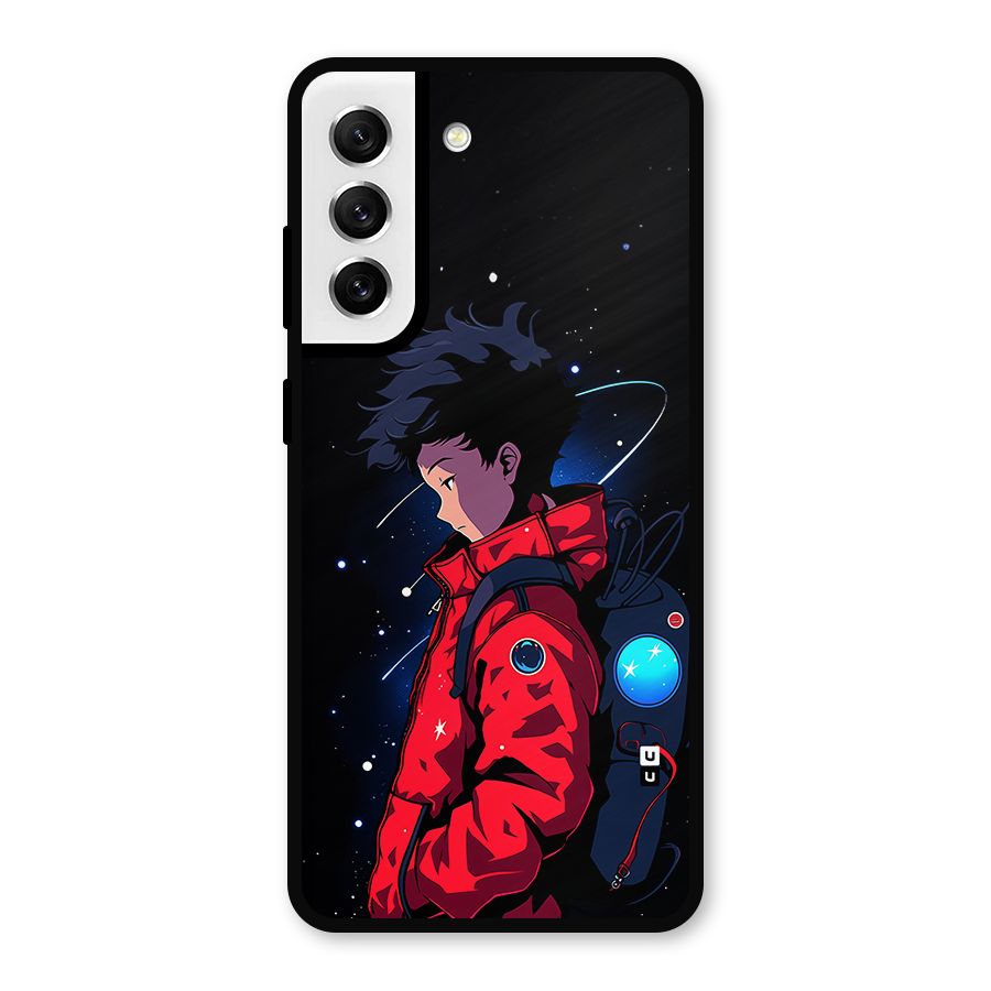 Cute Space Boy Metal Back Case for Galaxy S21 FE 5G