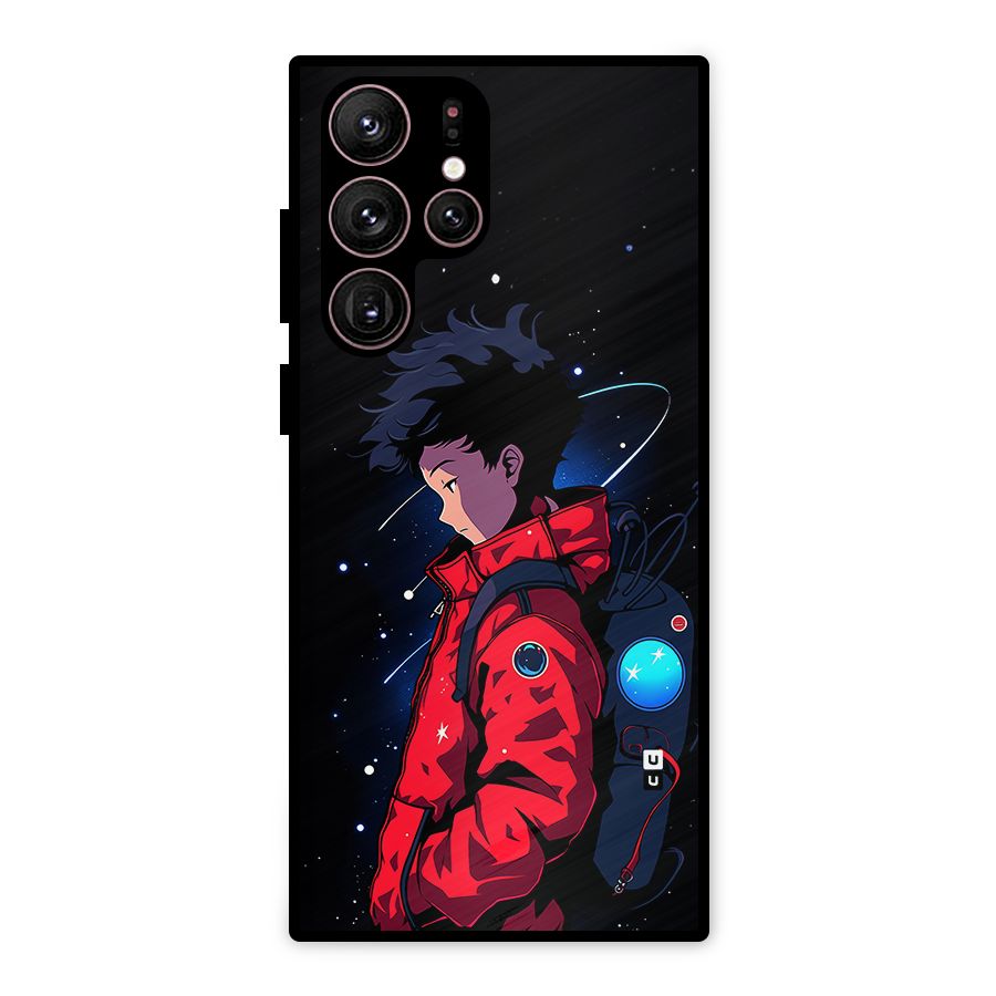 Cute Space Boy Metal Back Case for Galaxy S22 Ultra 5G