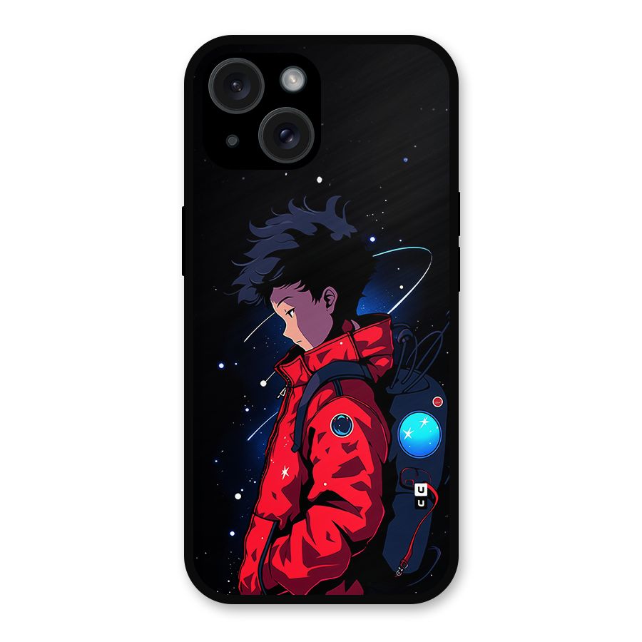 Cute Space Boy Metal Back Case for iPhone 15