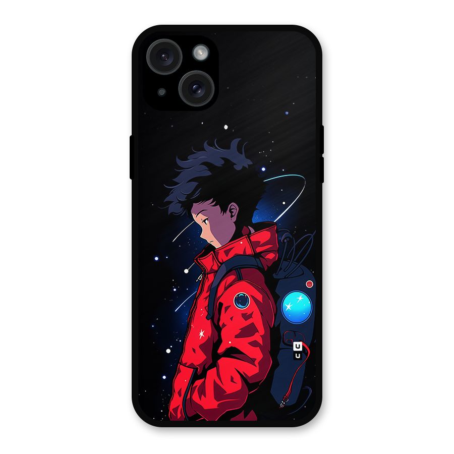 Cute Space Boy Metal Back Case for iPhone 15 Plus