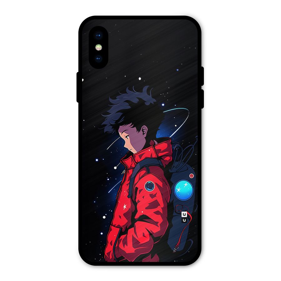 Cute Space Boy Metal Back Case for iPhone XS