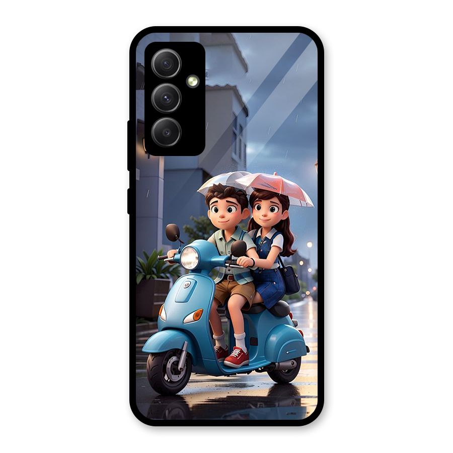 Cute Teen Scooter Glass Back Case for Galaxy A34