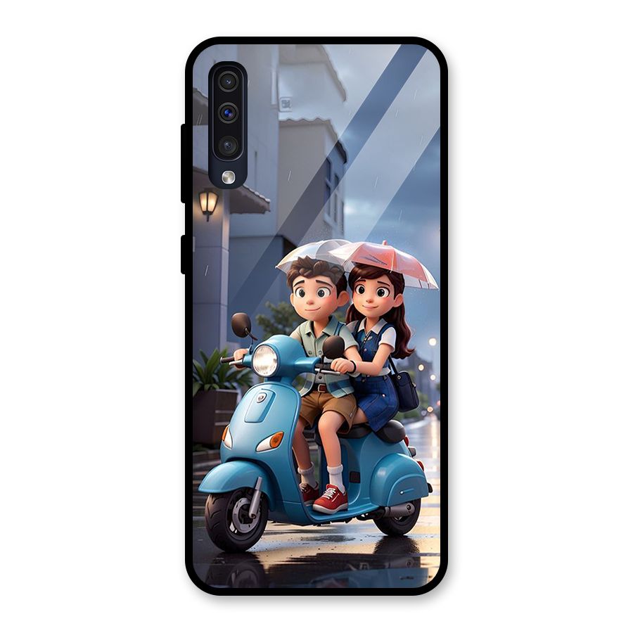 Cute Teen Scooter Glass Back Case for Galaxy A50