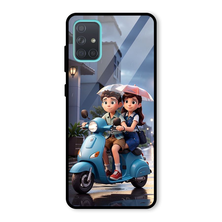 Cute Teen Scooter Glass Back Case for Galaxy A71