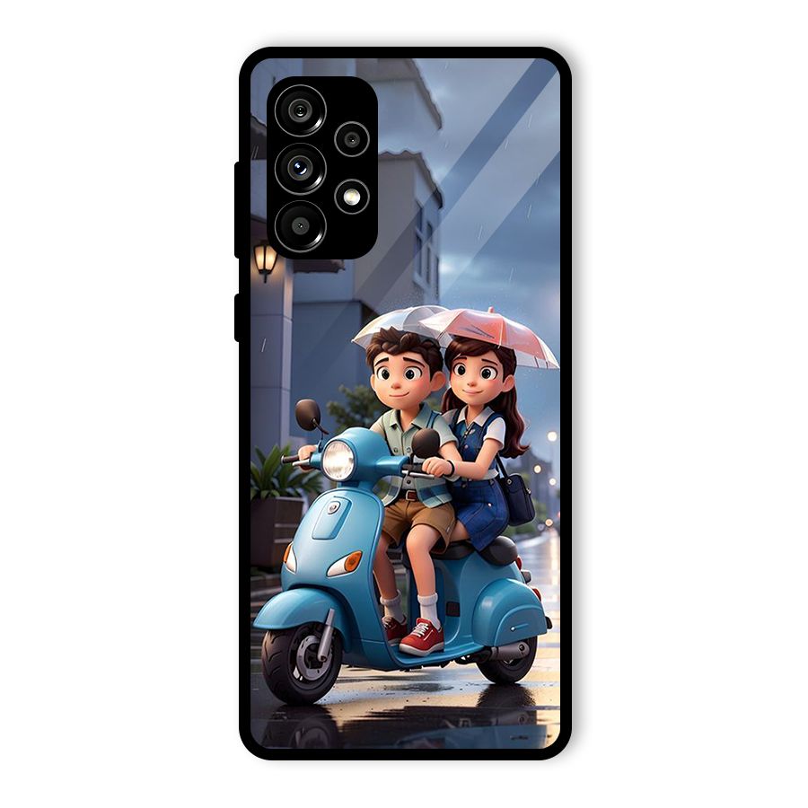 Cute Teen Scooter Glass Back Case for Galaxy A73 5G