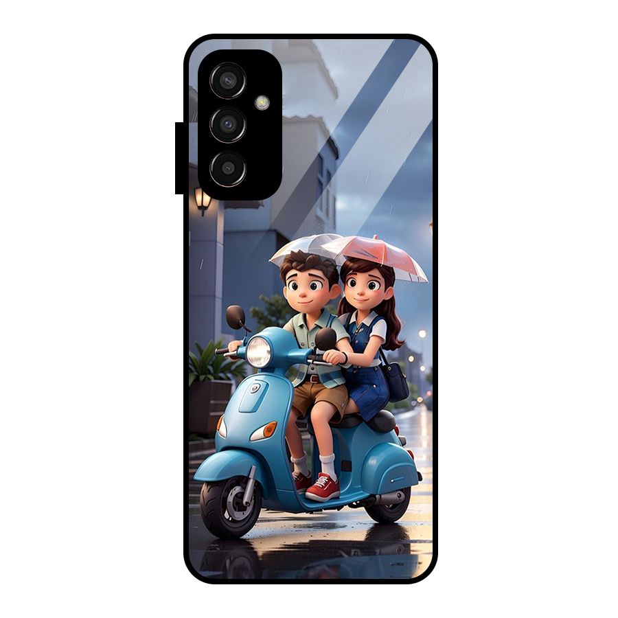 Cute Teen Scooter Glass Back Case for Galaxy F13