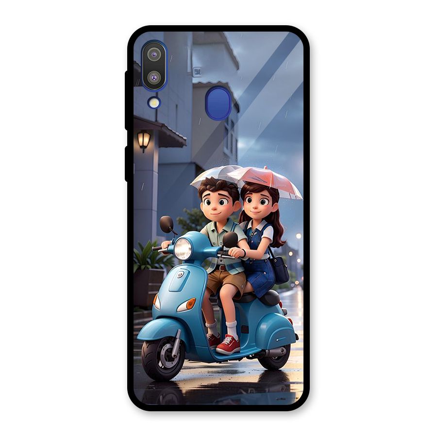 Cute Teen Scooter Glass Back Case for Galaxy M20