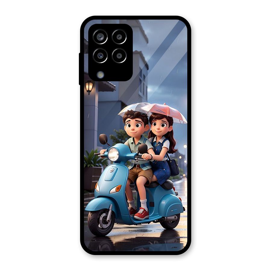 Cute Teen Scooter Glass Back Case for Galaxy M33
