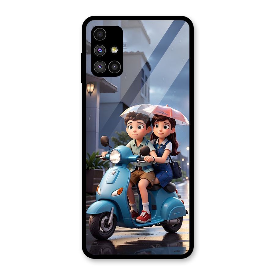Cute Teen Scooter Glass Back Case for Galaxy M51