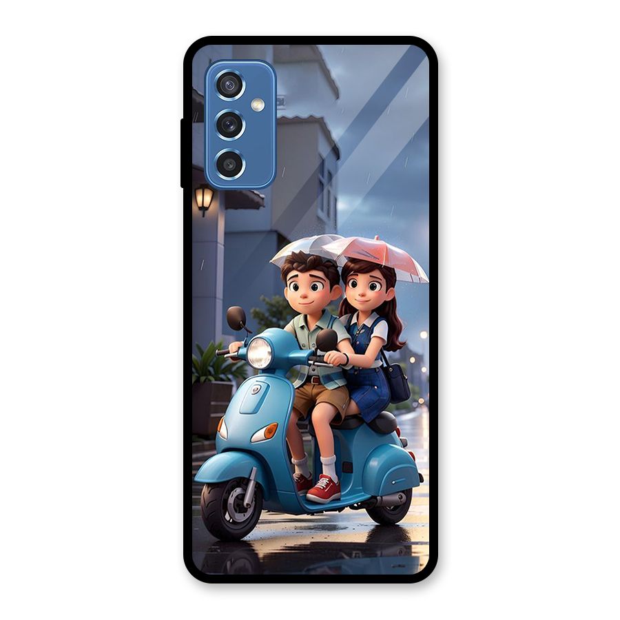 Cute Teen Scooter Glass Back Case for Galaxy M52 5G