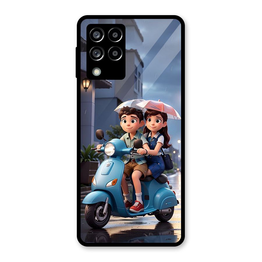 Cute Teen Scooter Glass Back Case for Galaxy M53 5G