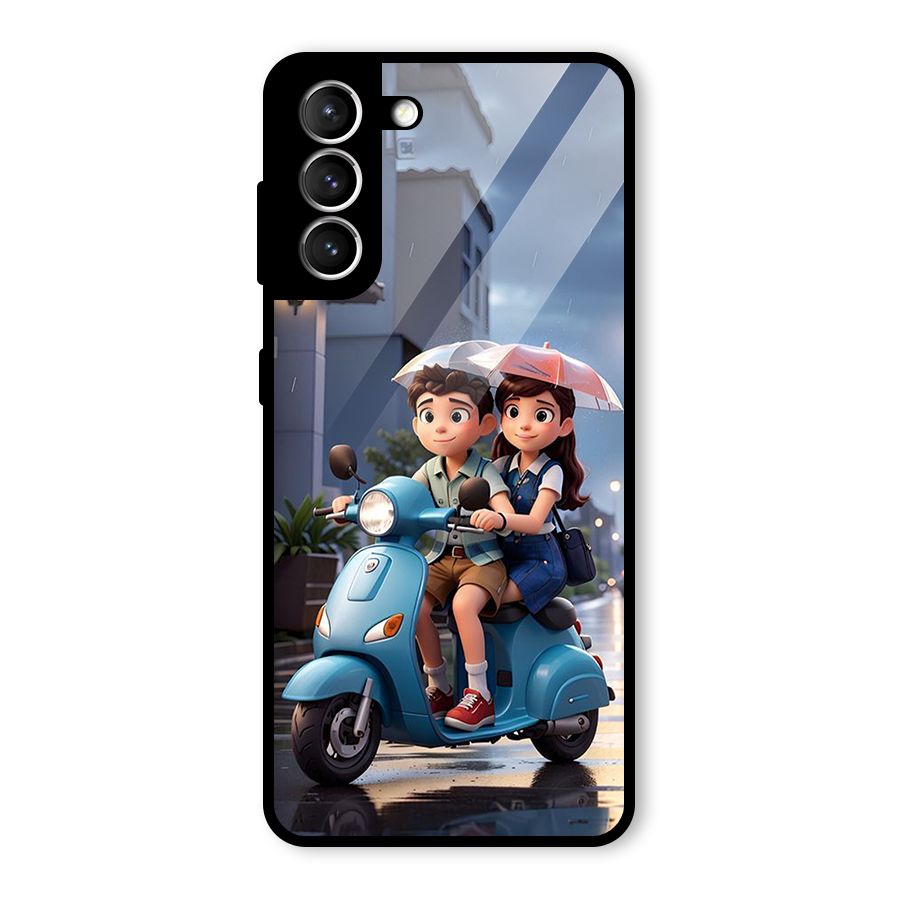 Cute Teen Scooter Glass Back Case for Galaxy S21 5G
