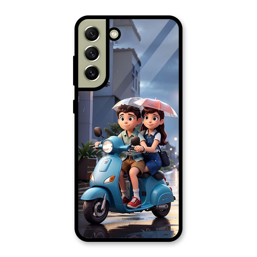 Cute Teen Scooter Glass Back Case for Galaxy S21 FE 5G